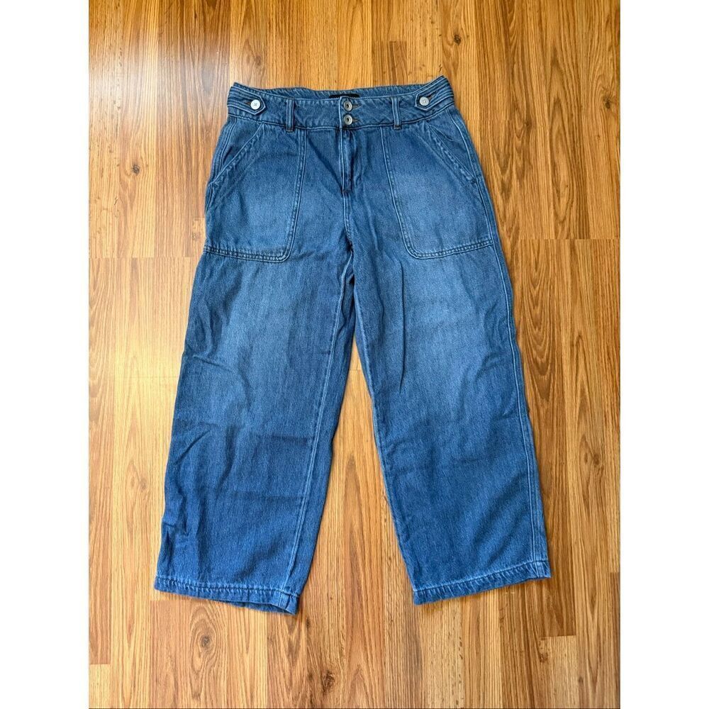 Sanctuary Denim Women's Mid-Rise Wide Leg Cropped Jeans Blue Medium Wash Size 29